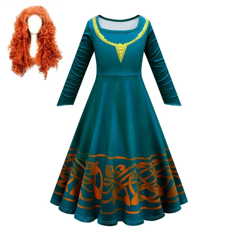 Princess Merida Costume and Wig for Girls - Festivewarehouse™