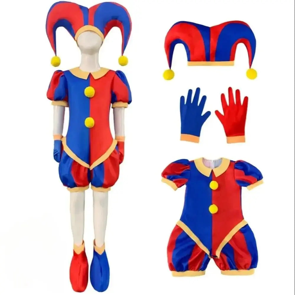 Halloween Pomni Clown Costume for Adult Kids