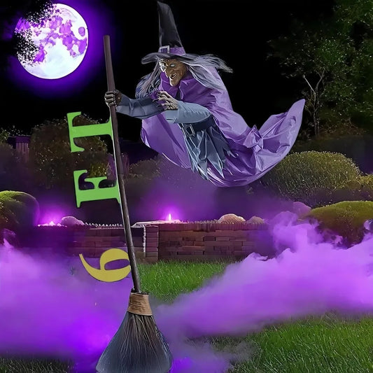 Halloween Life Size Talking Witch Outdoor Purple