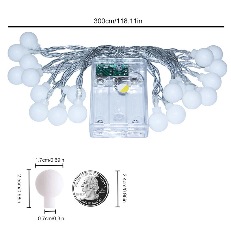 3M LED Light String -  Festoon Decorative Garland Lamp