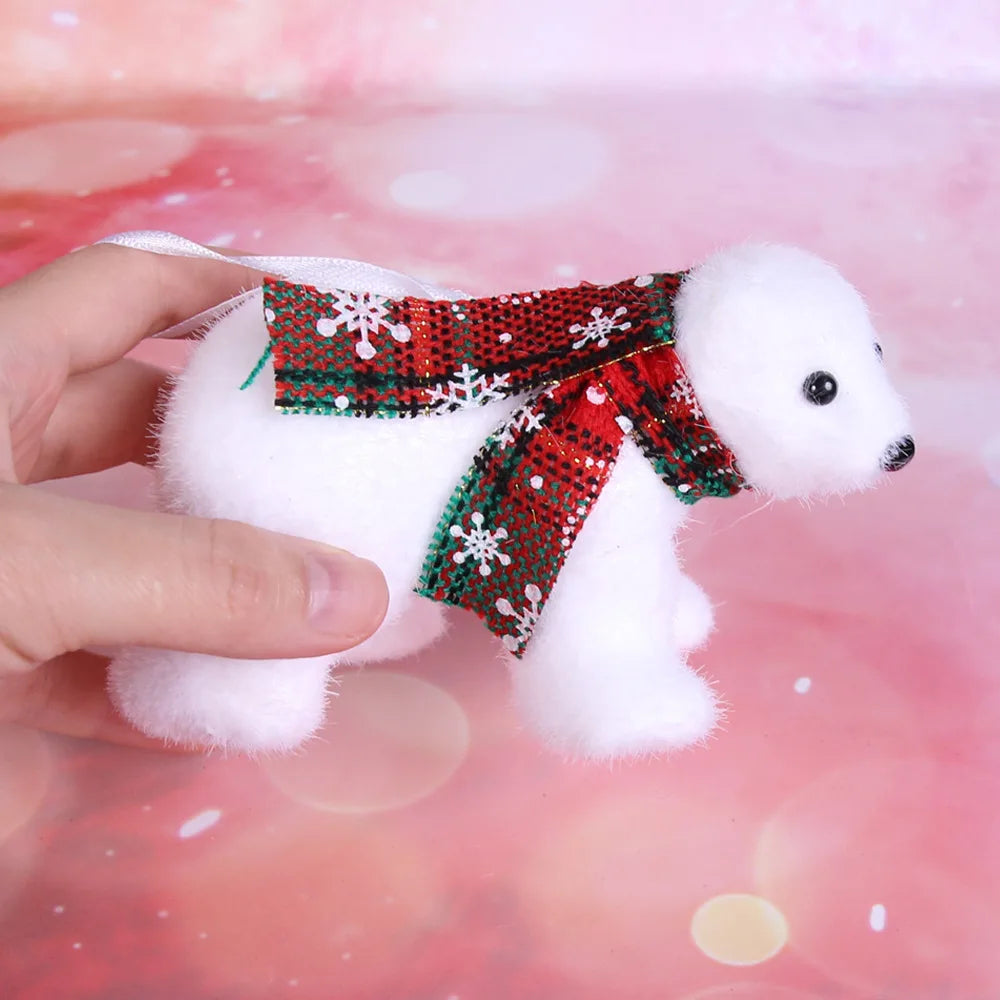 1pcs White Bear Pendants Christmas Tree Ornaments