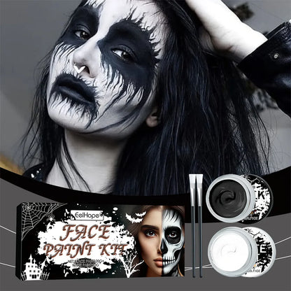 Halloween Face Body Paint Kit - Black & White Long-Lasting Makeup Set