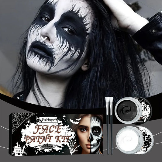 Halloween Face Body Paint Kit - Black & White Long-Lasting Makeup Set