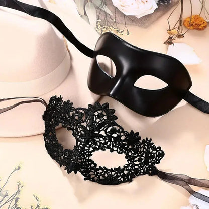 2pcs Elegant Black Lace Masquerade Mask