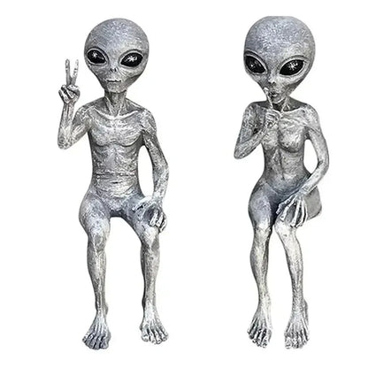 Funny Resin Alien Statue Outdoor Garden