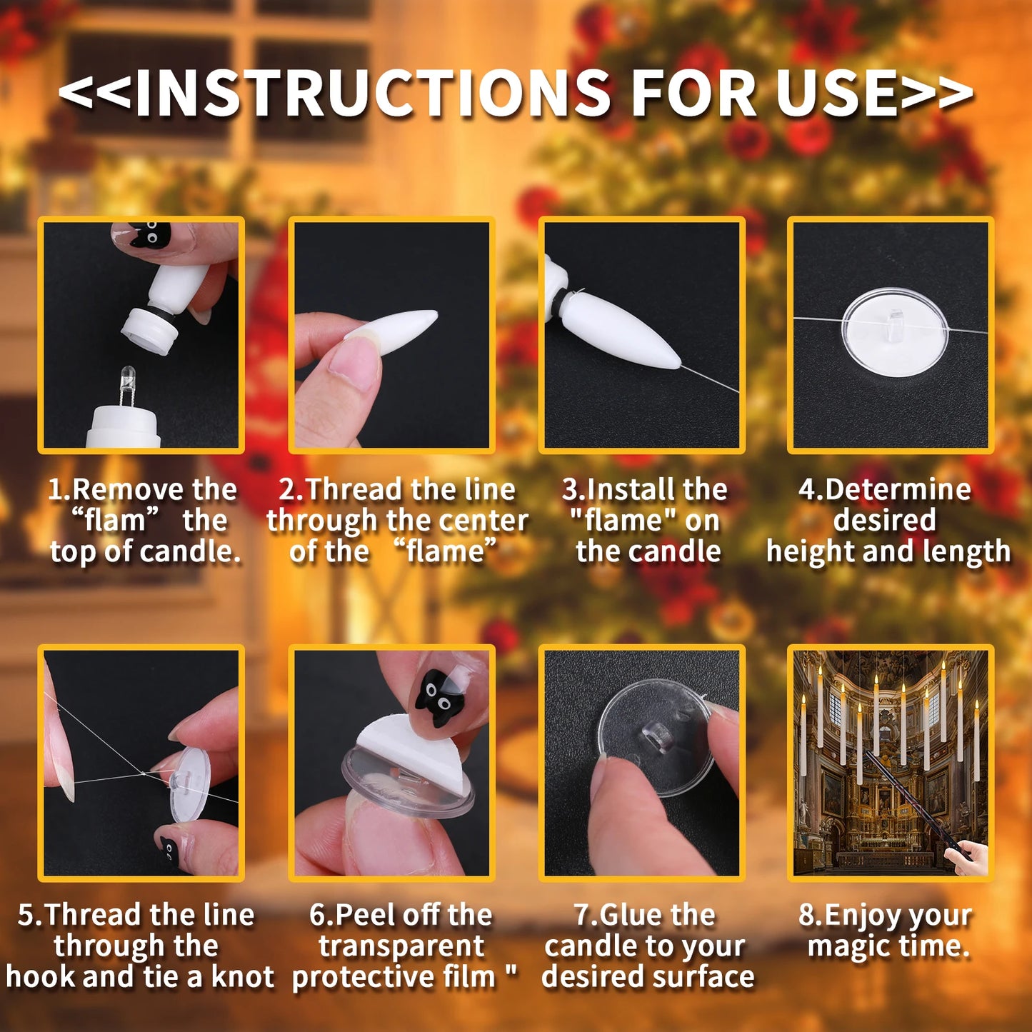 Floating Electronic Candles -  Magic Wand Remote Hanging Candles