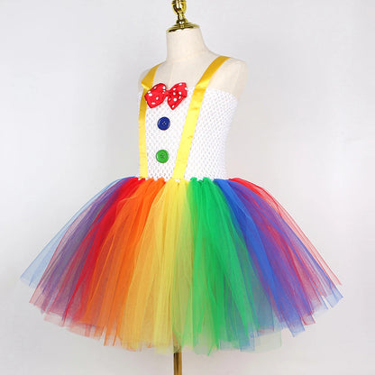 Rainbow Circus Clown Costume for Girls