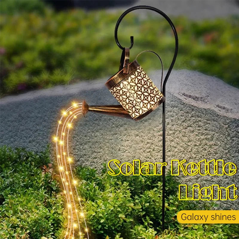 Exquisite Solar Watering Can with Cascading Light LED Fairy Lights