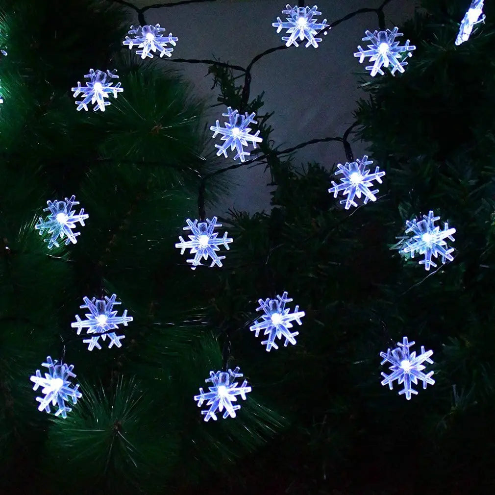 Snow Lamp Christmas Solar Snowflake String Lights