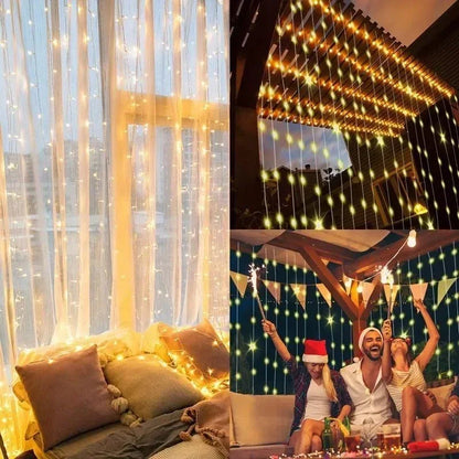 LED Curtain Fairy Lights 8 Lighting Modes Christmas Decoration