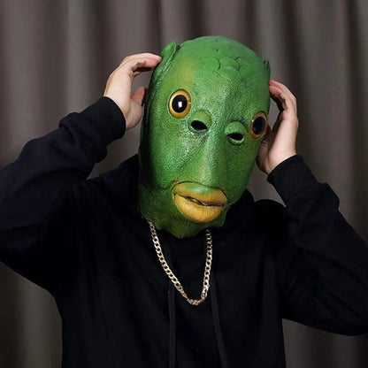 Cospaly Green Fish headed Monster Mask