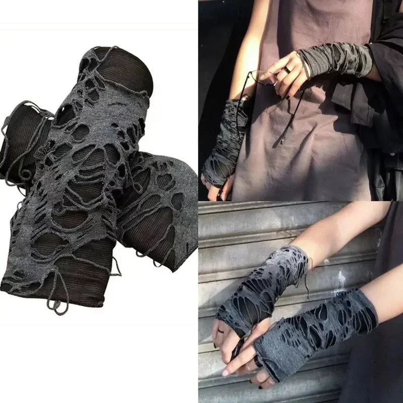 Gothic Black Fingerless Long Gloves - Festivewarehouse™