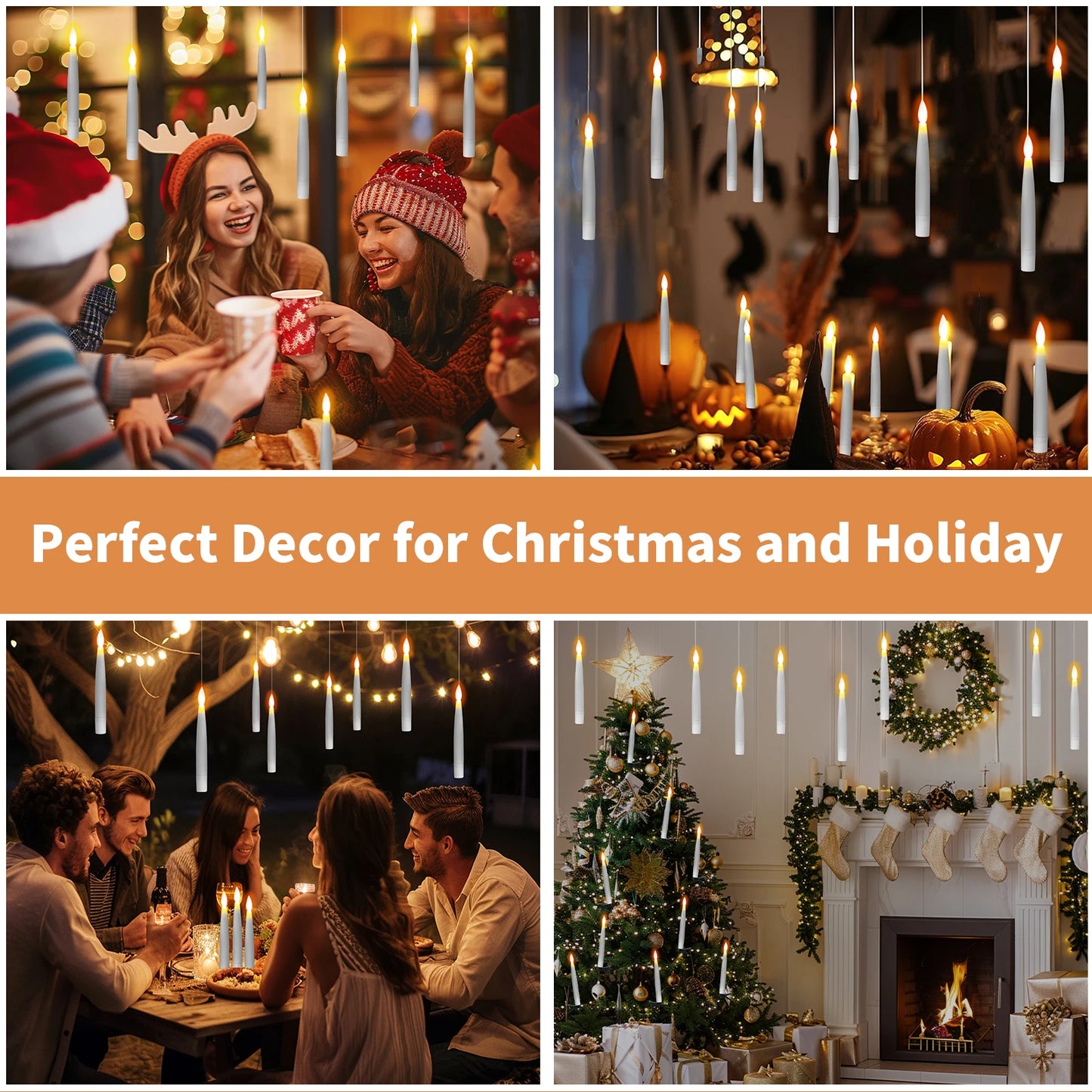 Floating Electronic Candles -  Magic Wand Remote Hanging Candles