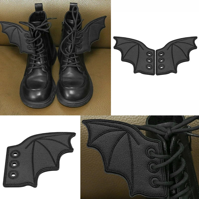 1 Pair Bling Bat Shoe Wings Embroidery DIY