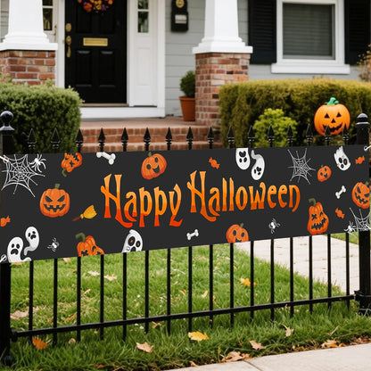 Happy Halloween Banner Pumpkin Ghost