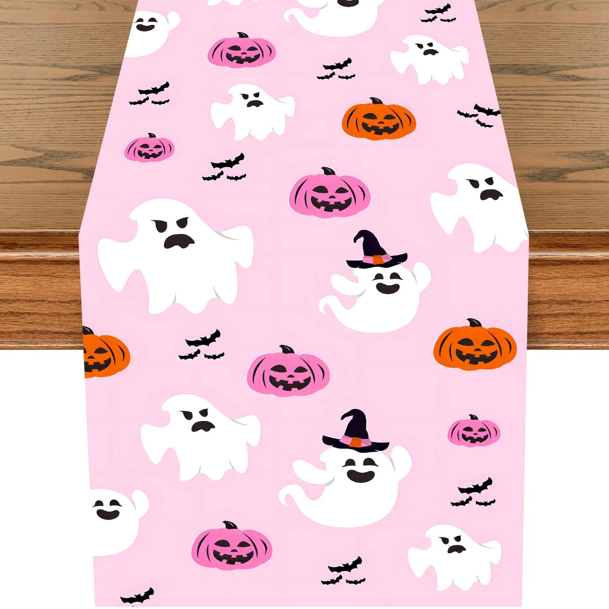 Pink Pumpkin Spider Web Halloween Table Runner - Festivewarehouse™