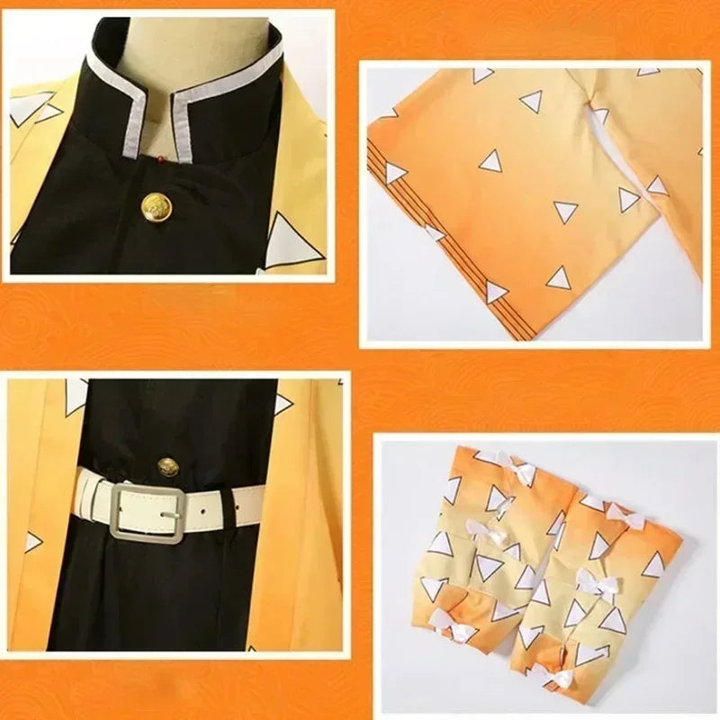 Anime Demon Slayer Kimetsu no Yaiba Agatsuma Zenitsu Costume