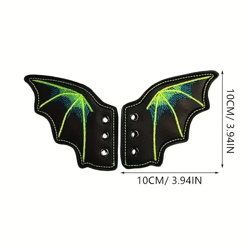 1 Pair Bling Bat Shoe Wings Embroidery DIY