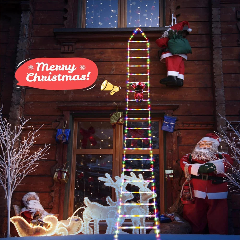 3M Santa Claus Climbing Ladder Light Waterproof Christmas Decorations