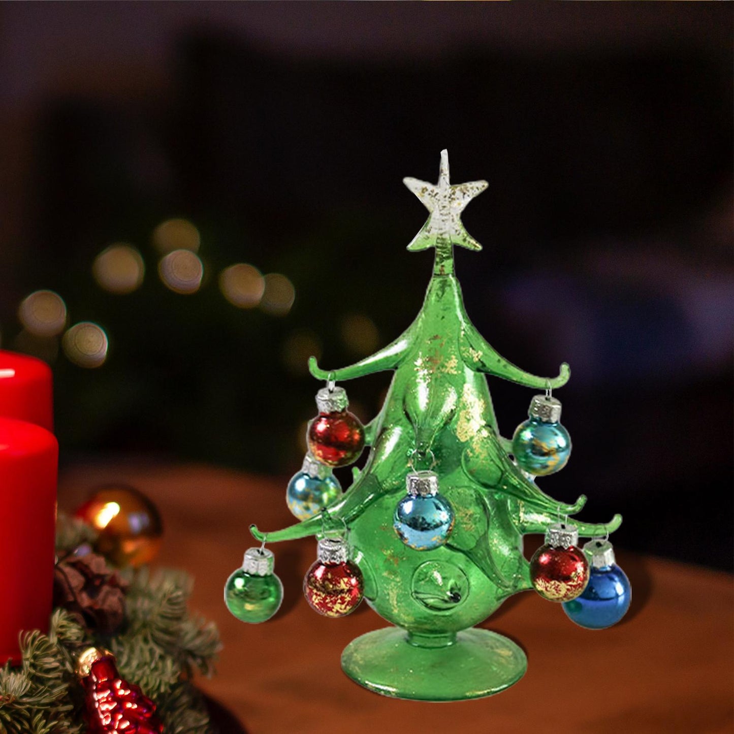 Mini Glass Christmas Tree Ornament Miniature Figurines