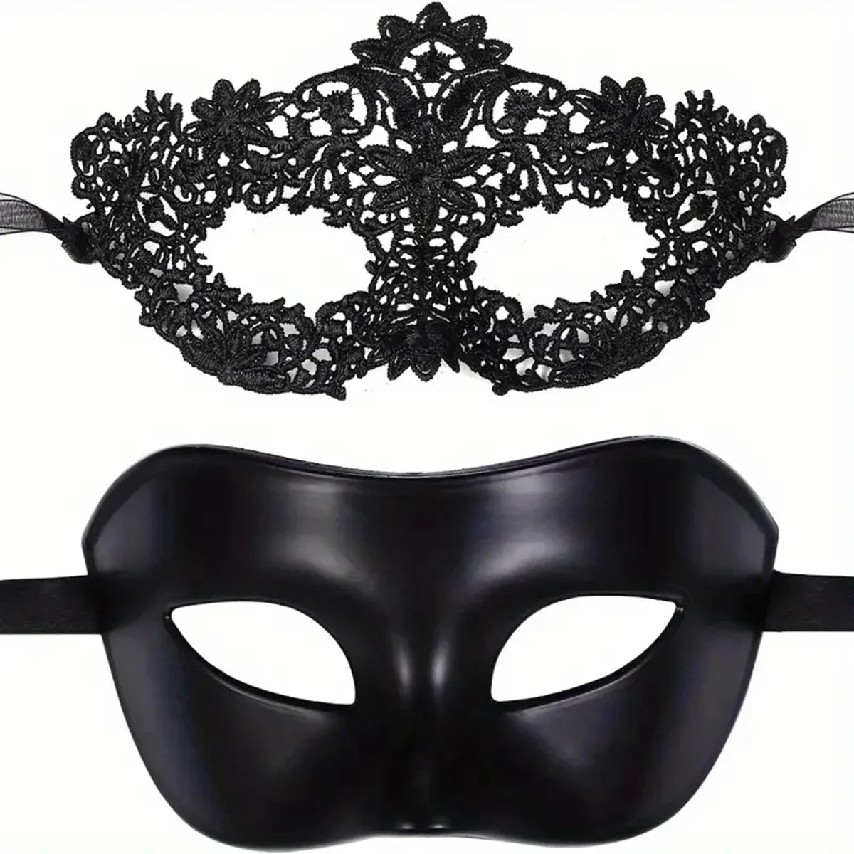 2pcs Elegant Black Lace Masquerade Mask