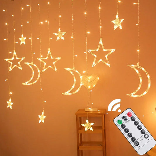 Curtain Garland Star Moon Fairy String Lights Led