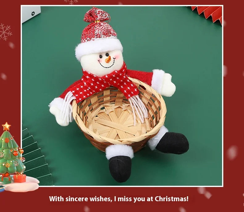 New Christmas Doll Bamboo Basket Pendant