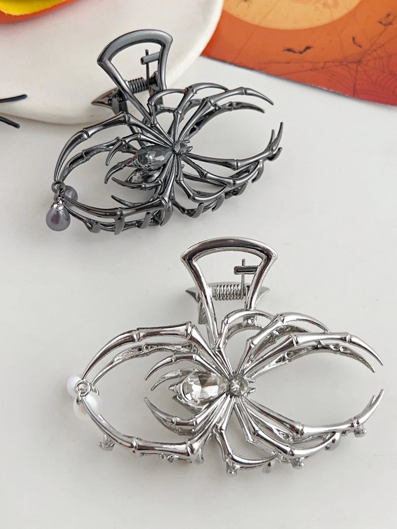 1Pcs Halloween Black Spider Hair Claw Clips