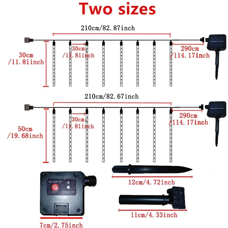 Solar Meteor Shower LED Waterproof String Light