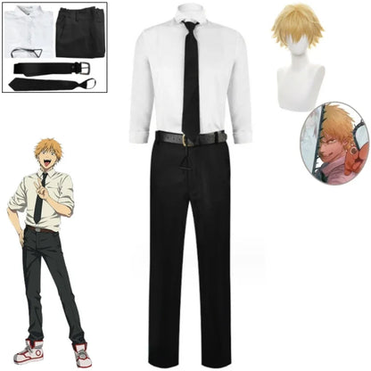 Anime Chainsaw Denji Kostum Cosplay Men's Suit Shirt Tie