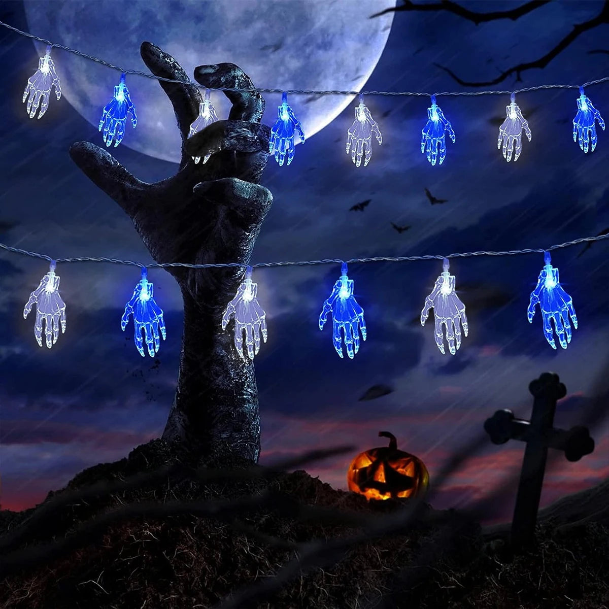 1PC 3M 20LED Halloween Spooky Skeleton Hand