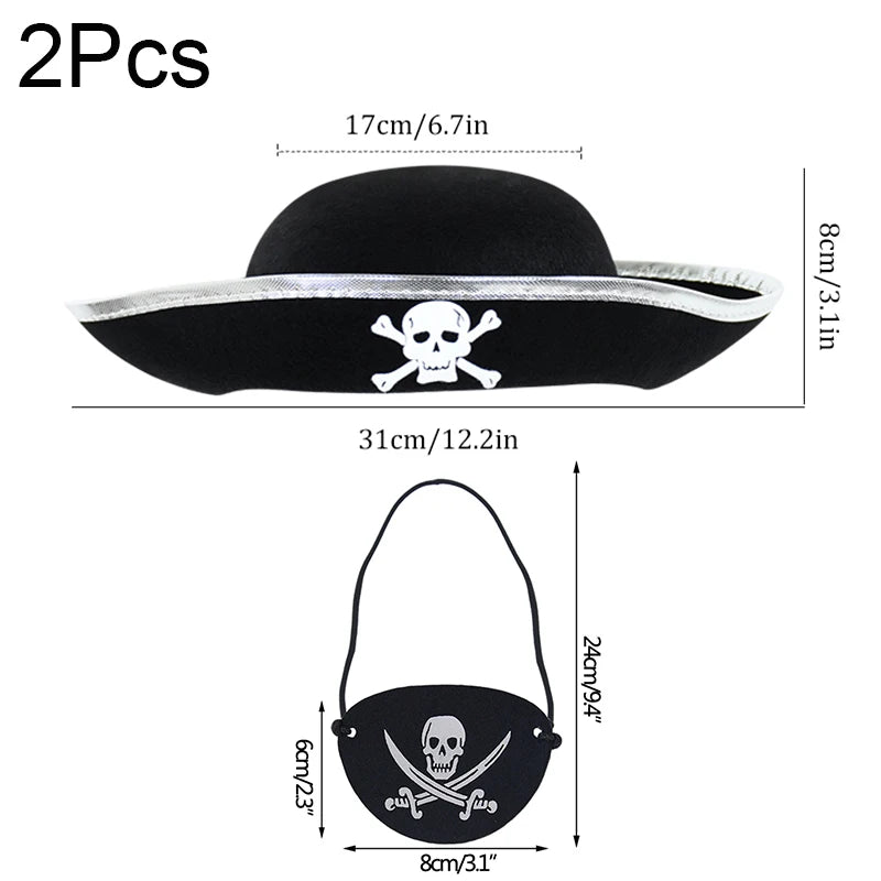 2pcs/set Pirate Hat And Pirate Skull Eye Patches