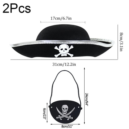 2pcs/set Pirate Hat And Pirate Skull Eye Patches