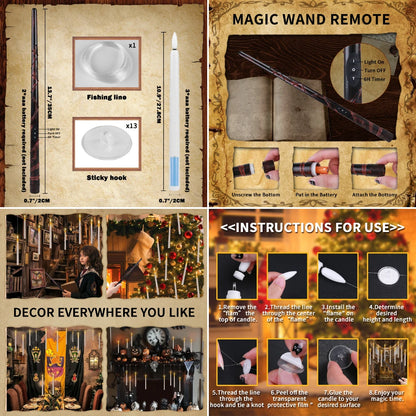 Floating Electronic Candles -  Magic Wand Remote Hanging Candles