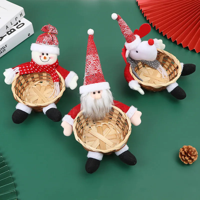 New Christmas Doll Bamboo Basket Pendant