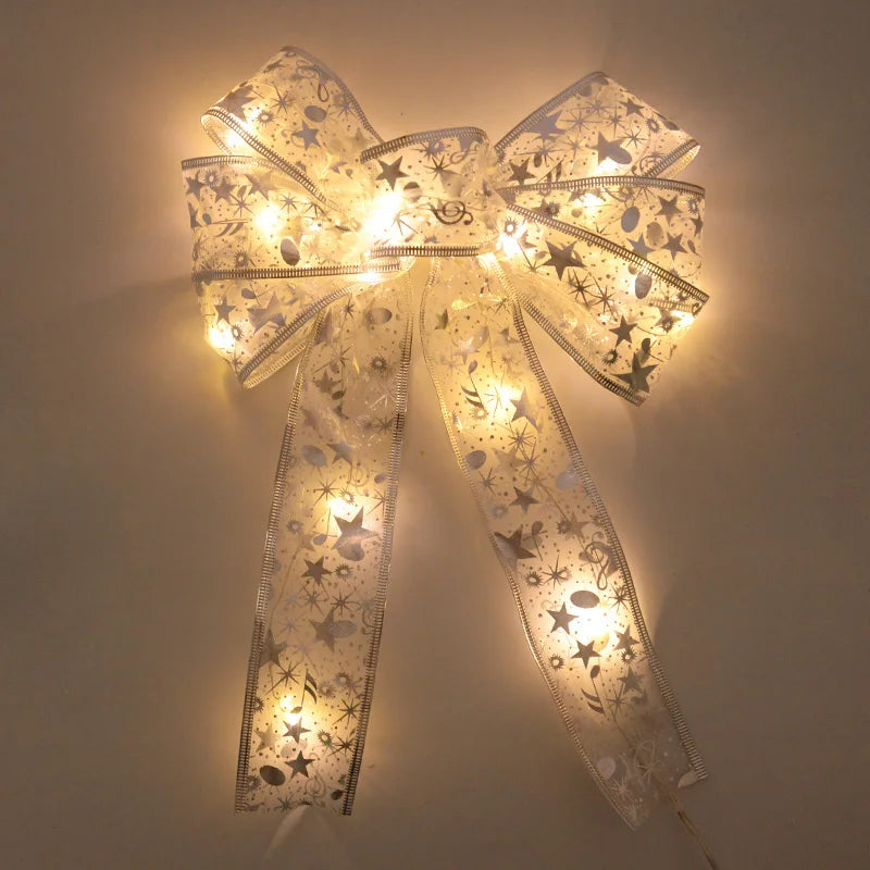 Luminous LED Bow Ribbon Xmas Tree Ornaments