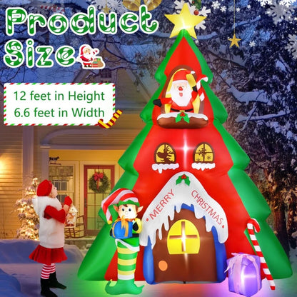 10FT Inflatable Christmas Tree & Santa Claus House Decoration