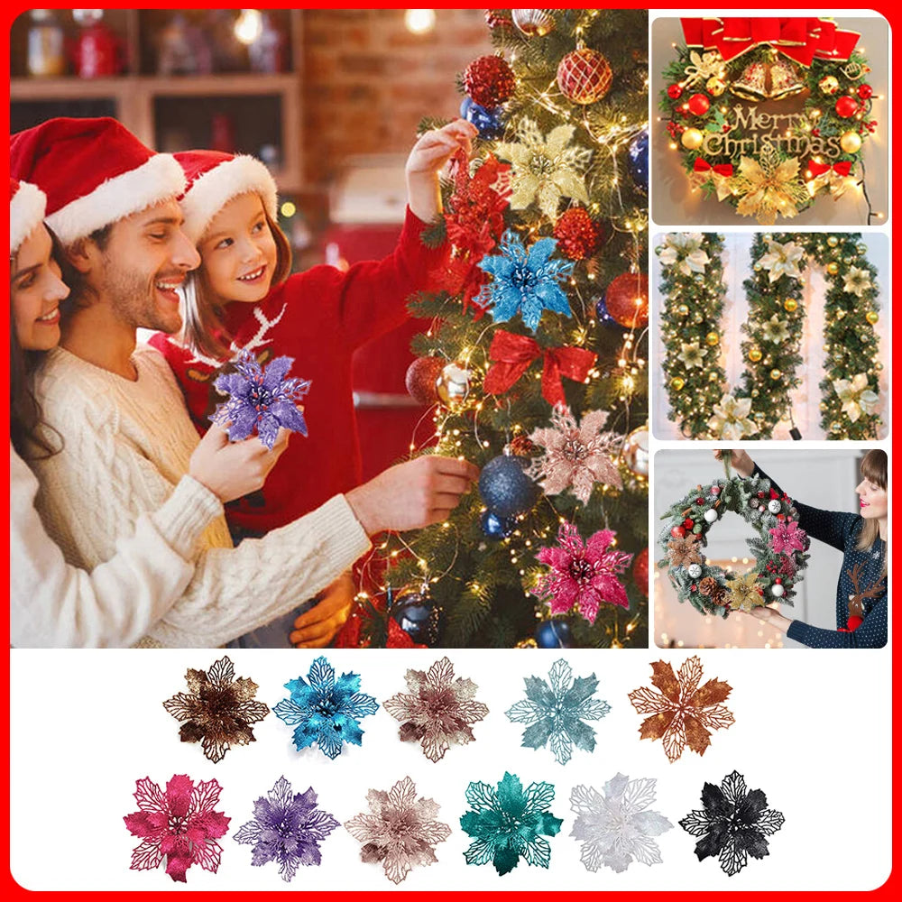 9cm Glitter Artifical Christmas Flowers Tree