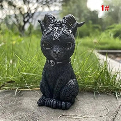 Outdoor Witch Cat Garden Statue