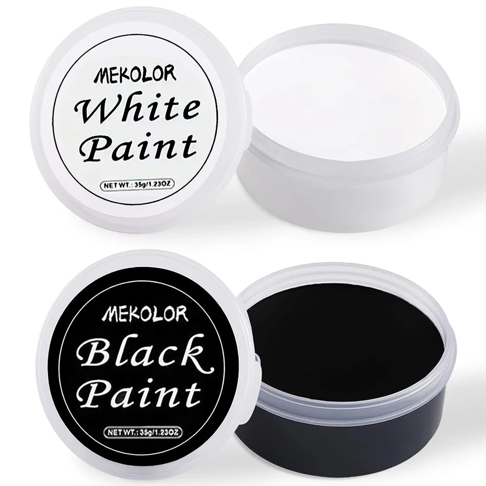Halloween Face Body Paint Kit - Black & White Long-Lasting Makeup Set