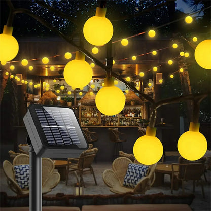 Frosted Globe Solar String Lights Outdoor Fairy Light