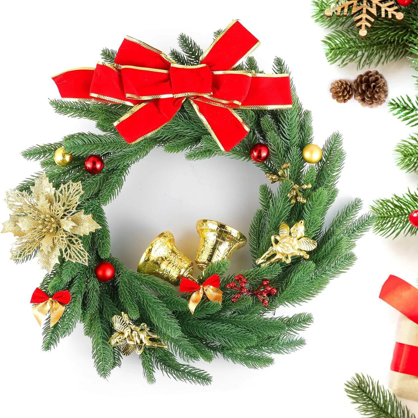 Christmas Wreath - Elegant Seasonal Decor - Decorative Wreath for Home & Holiday