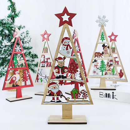 1PC Mini Wooden Christmas Tree Shape Tabletop