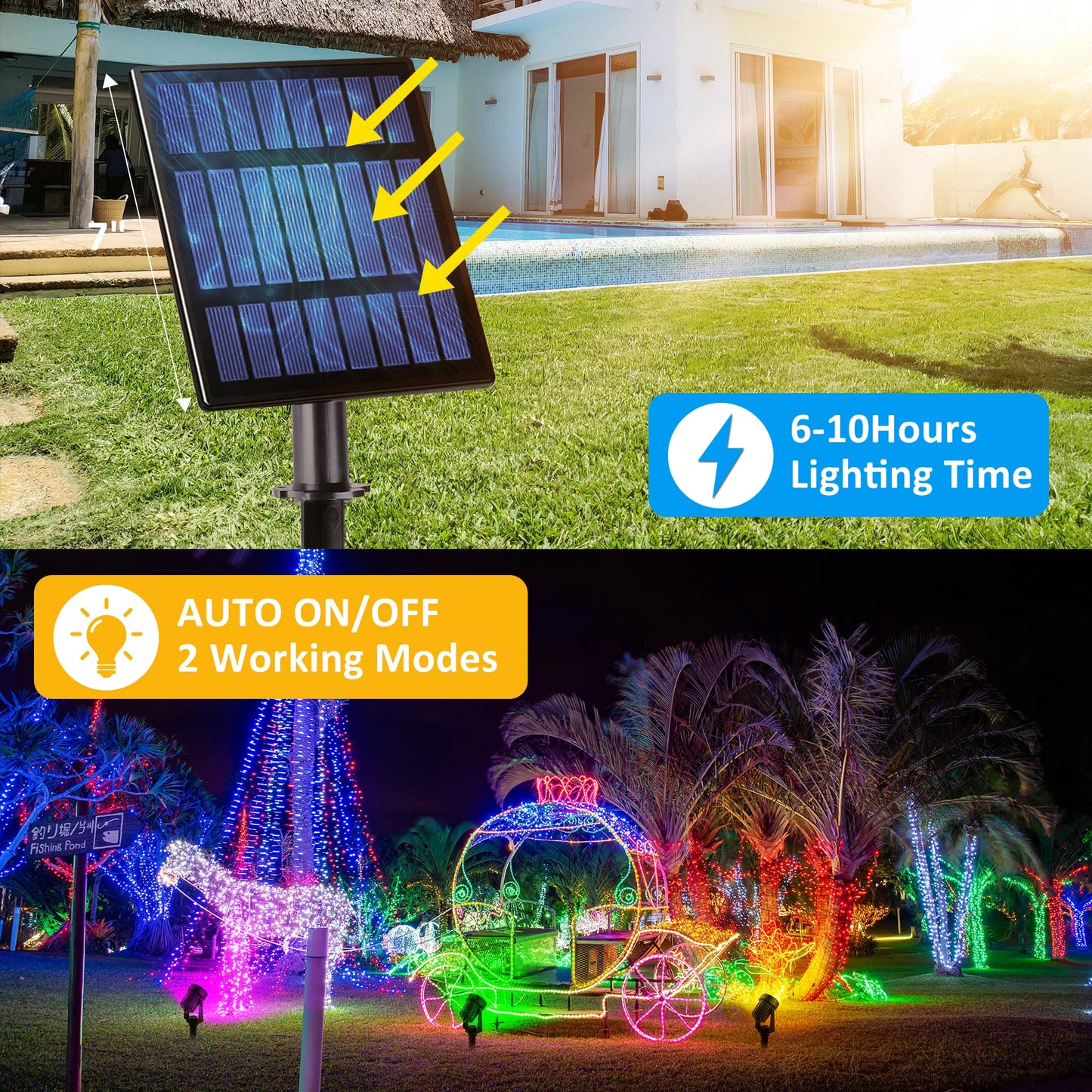 1/2/4/6 Lights RGB Solar Spotlight IP65 Waterproof Solar Light