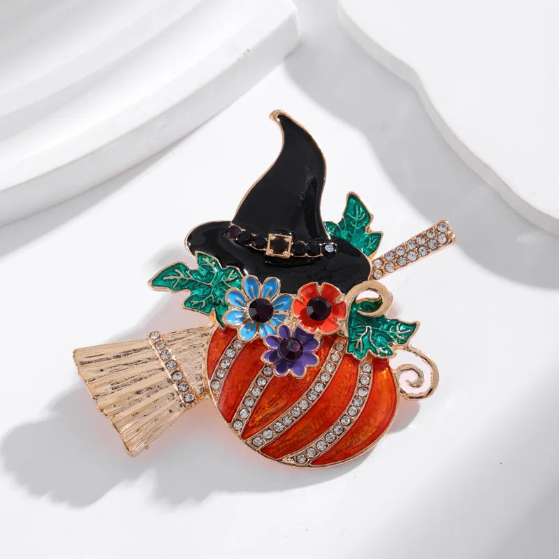 Pumpkin Witch Brooches For Women And Men