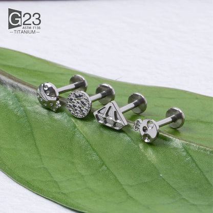 F136 Titanium 16G Pacman Game Ghost Stud Earring