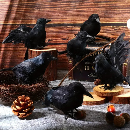 1-6PCS Scare Black Feather Crow