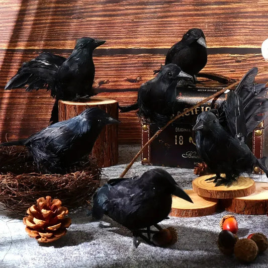 1-6PCS Scare Black Feather Crow