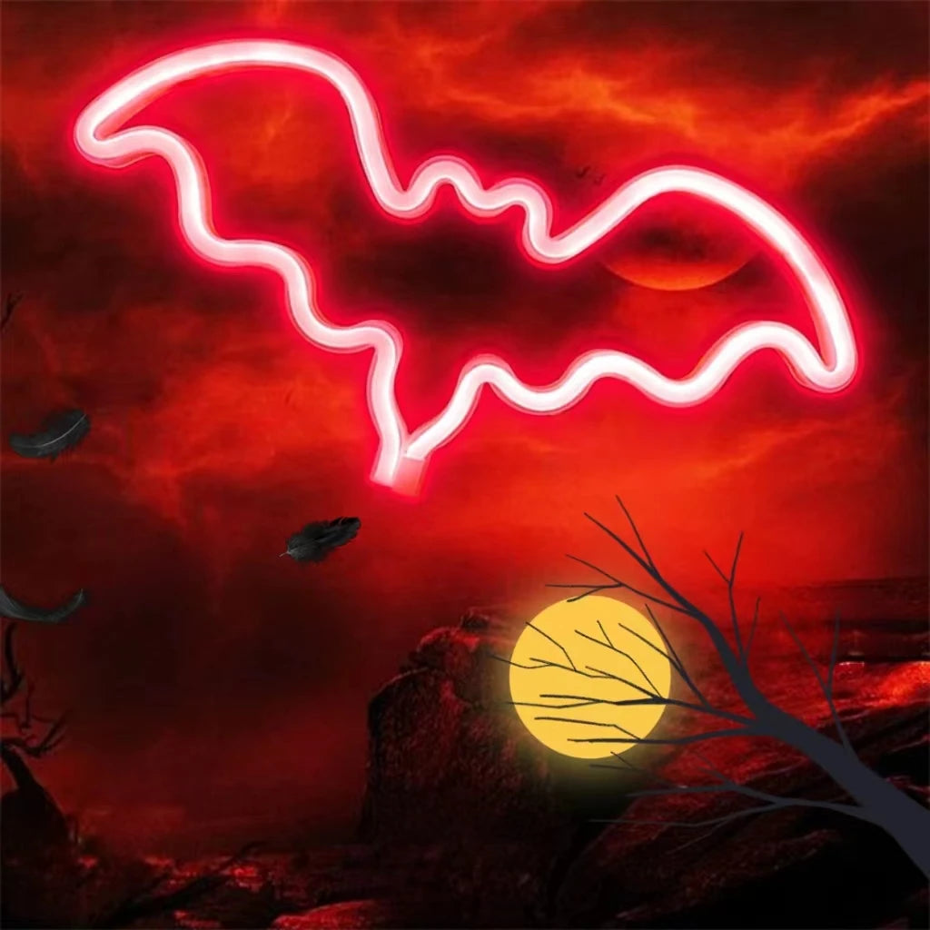Halloween Bat Spirit LED Neon Wall Decor - USB or Battery Powered