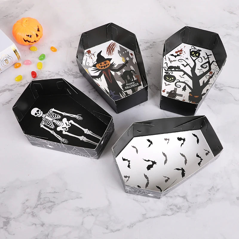 12/24Pcs Halloween Paper Food Serving Trays